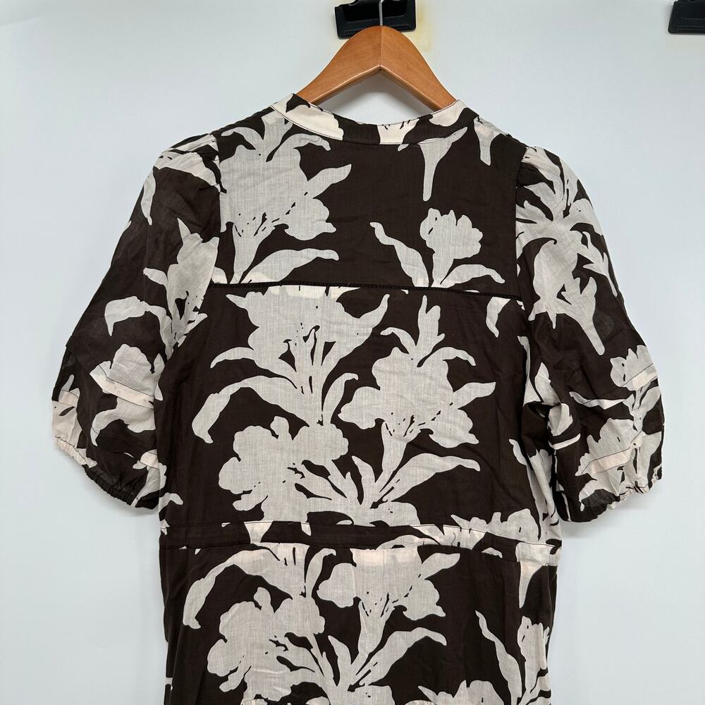 EMERSON FRY Evereve NWT Lucy Brown Floral Basque Dress // M - Picture 13 of 15